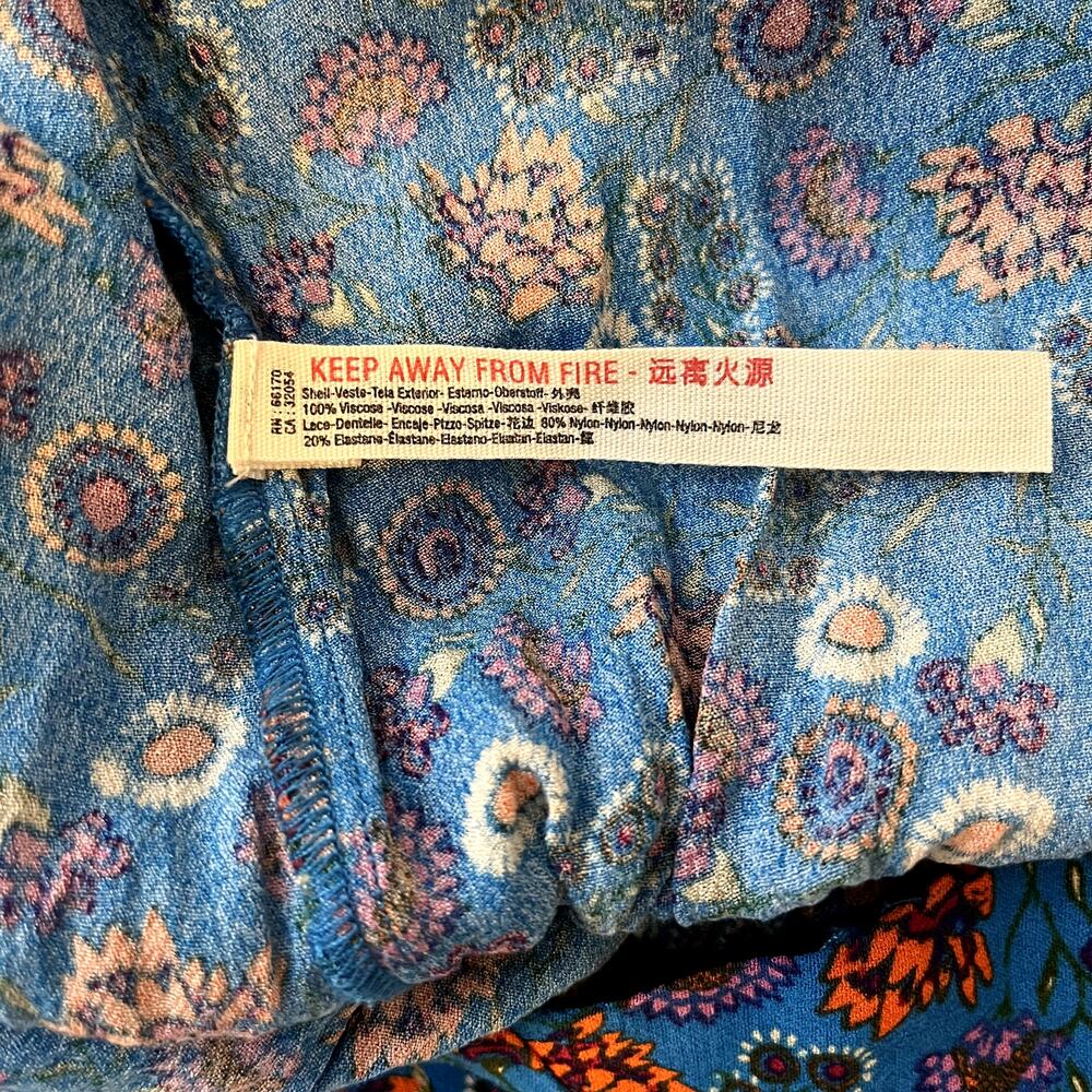 Free People Blue Floral She's Dainty Bodysuit Size Small NEW - Picture 10 of 11